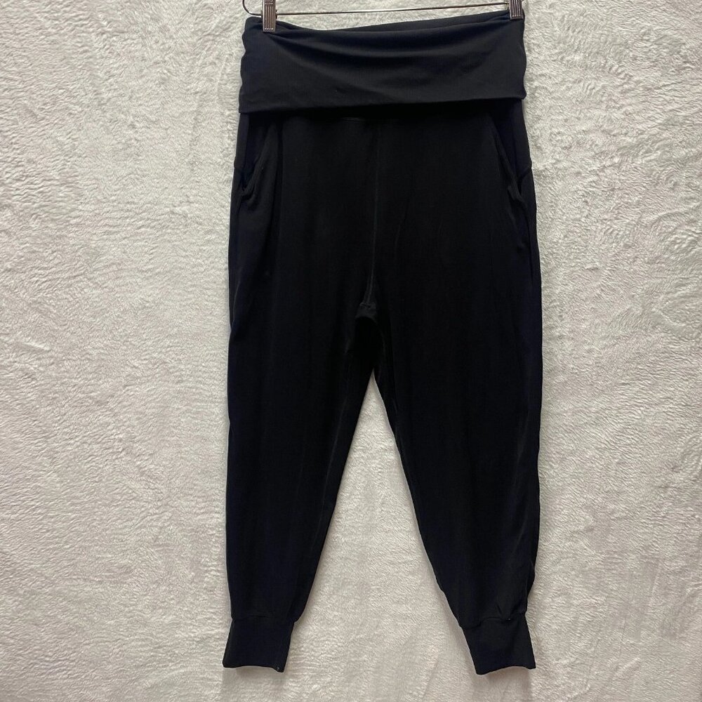 Lululemon Jogger Pants Womens 10 Black Nylon Logo Tummy Control Mid Rise Pull-On